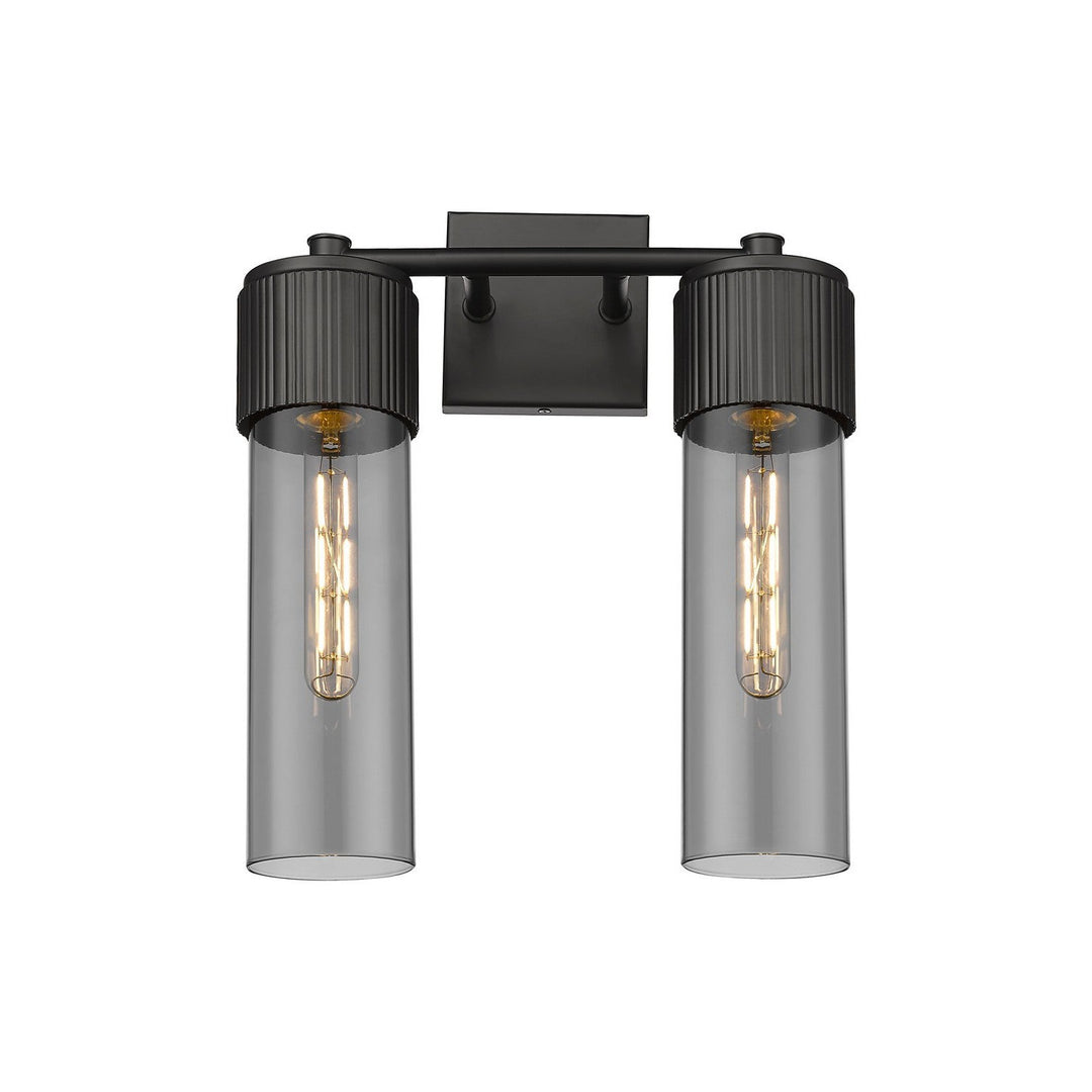 Innovations Downtown Urban 428-2W-BK-G428-12SM Bath Vanity Light 14 in. wide - Matte Black