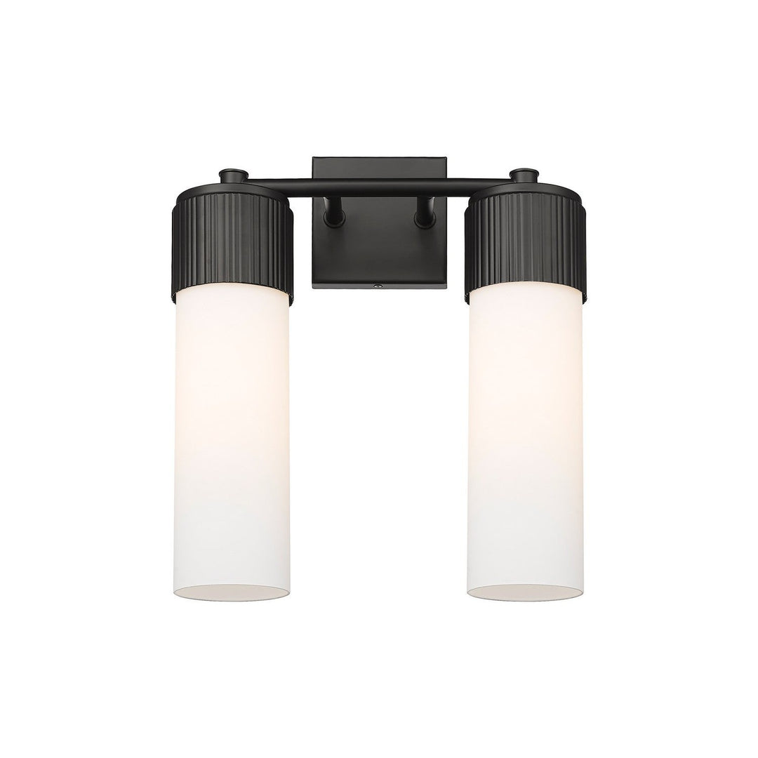 Innovations Downtown Urban 428-2W-BK-G428-12WH Bath Vanity Light 14 in. wide - Matte Black