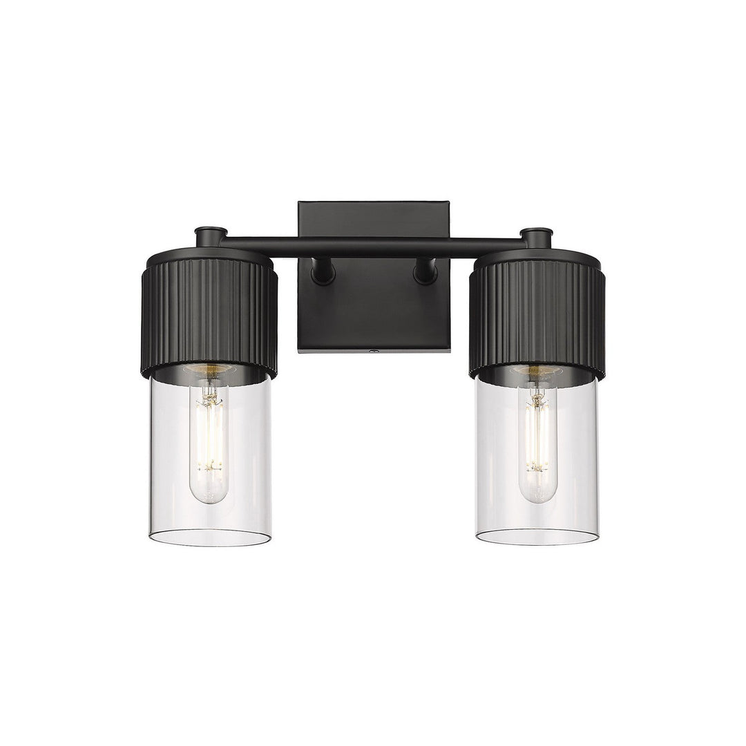 Innovations Downtown Urban 428-2W-BK-G428-7CL Bath Vanity Light 14 in. wide - Matte Black