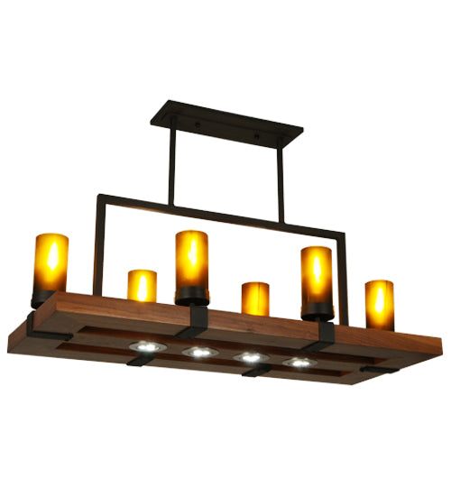 Meyda Tiffany Grand Terrace 133419 Pendant Light - Natural Wood, Wrought Iron