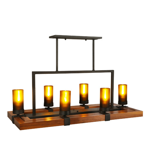 Meyda Tiffany Grand Terrace 133419 Pendant Light - Natural Wood, Wrought Iron