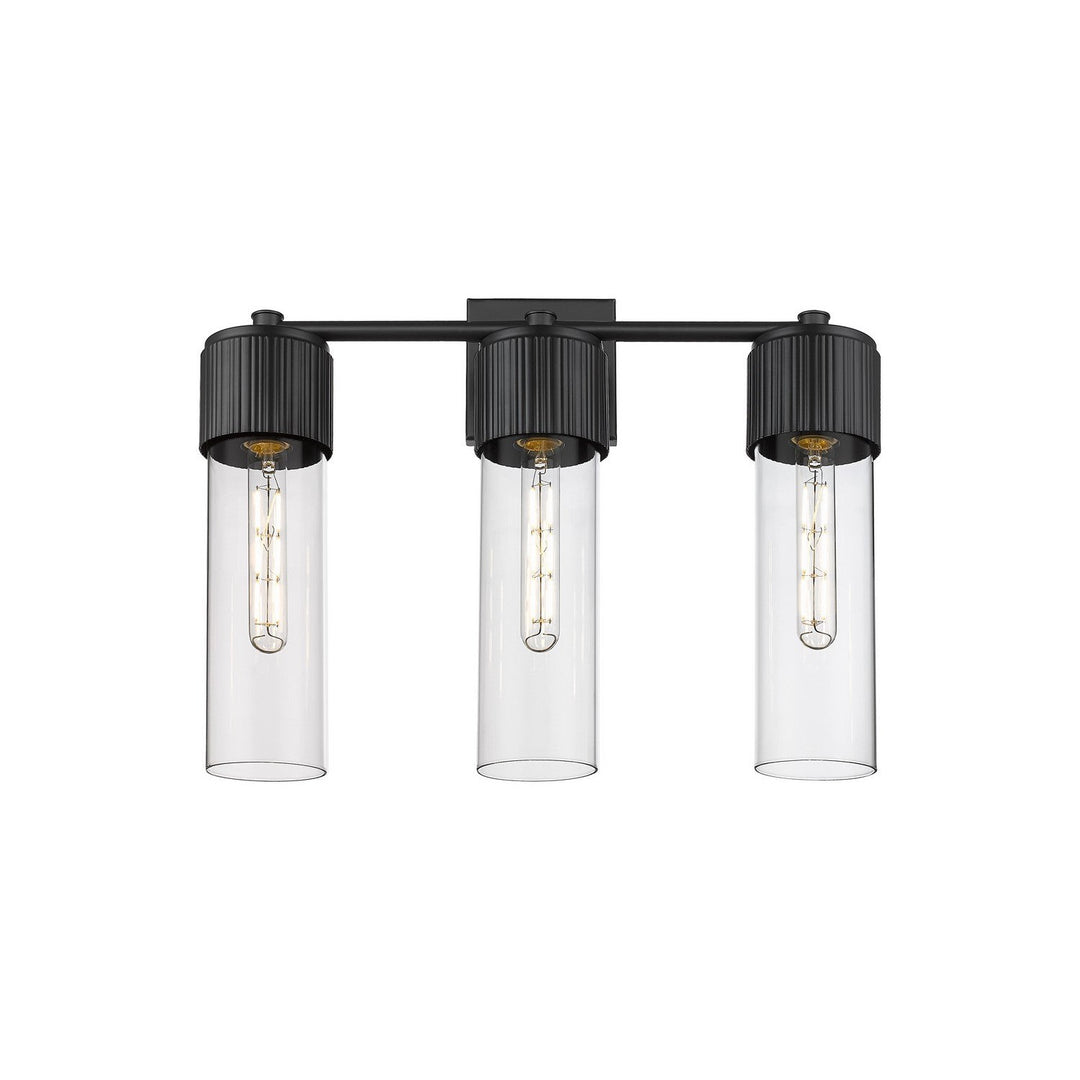 Innovations Downtown Urban 428-3W-BK-G428-12CL Bath Vanity Light 21 in. wide - Matte Black