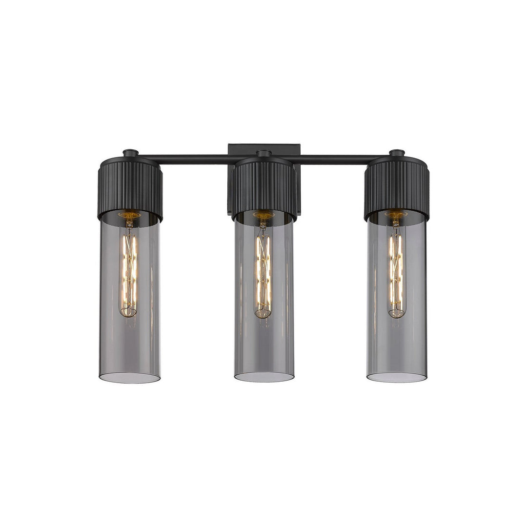 Innovations Downtown Urban 428-3W-BK-G428-12SM Bath Vanity Light 21 in. wide - Matte Black