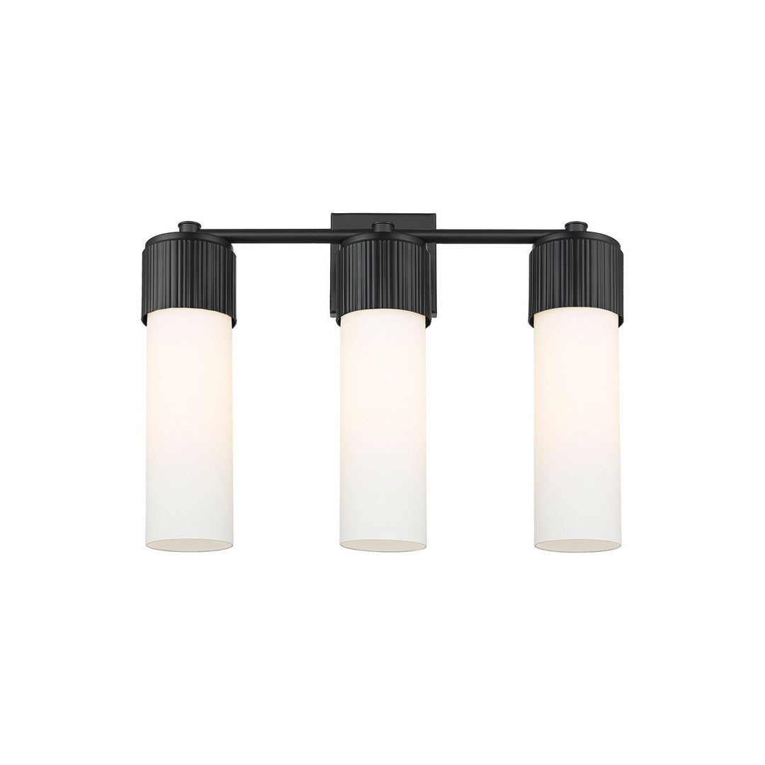 Innovations Downtown Urban 428-3W-BK-G428-12WH Bath Vanity Light 21 in. wide - Matte Black