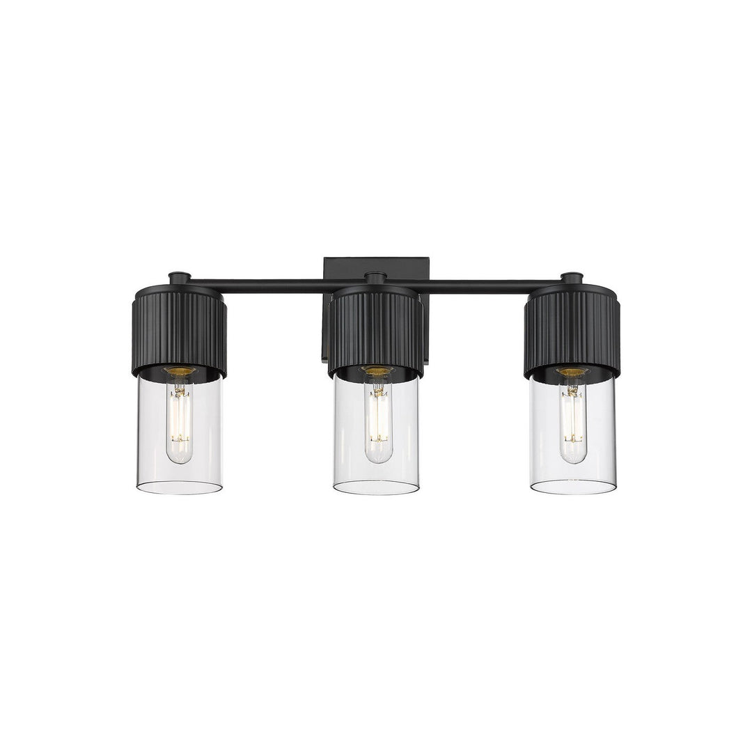 Innovations Downtown Urban 428-3W-BK-G428-7CL Bath Vanity Light 21 in. wide - Matte Black