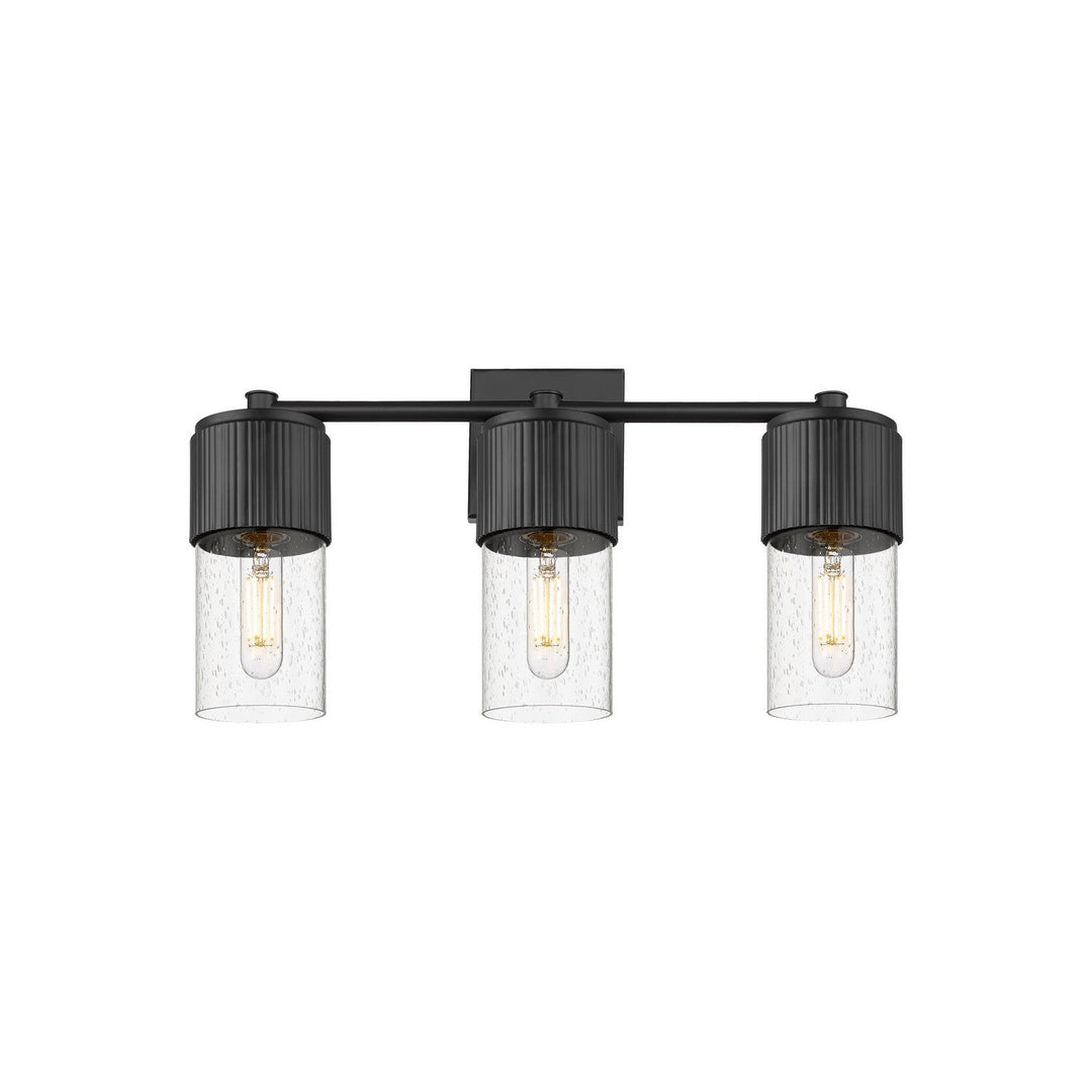 Innovations Downtown Urban 428-3W-BK-G428-7SDY Bath Vanity Light 21 in. wide - Matte Black