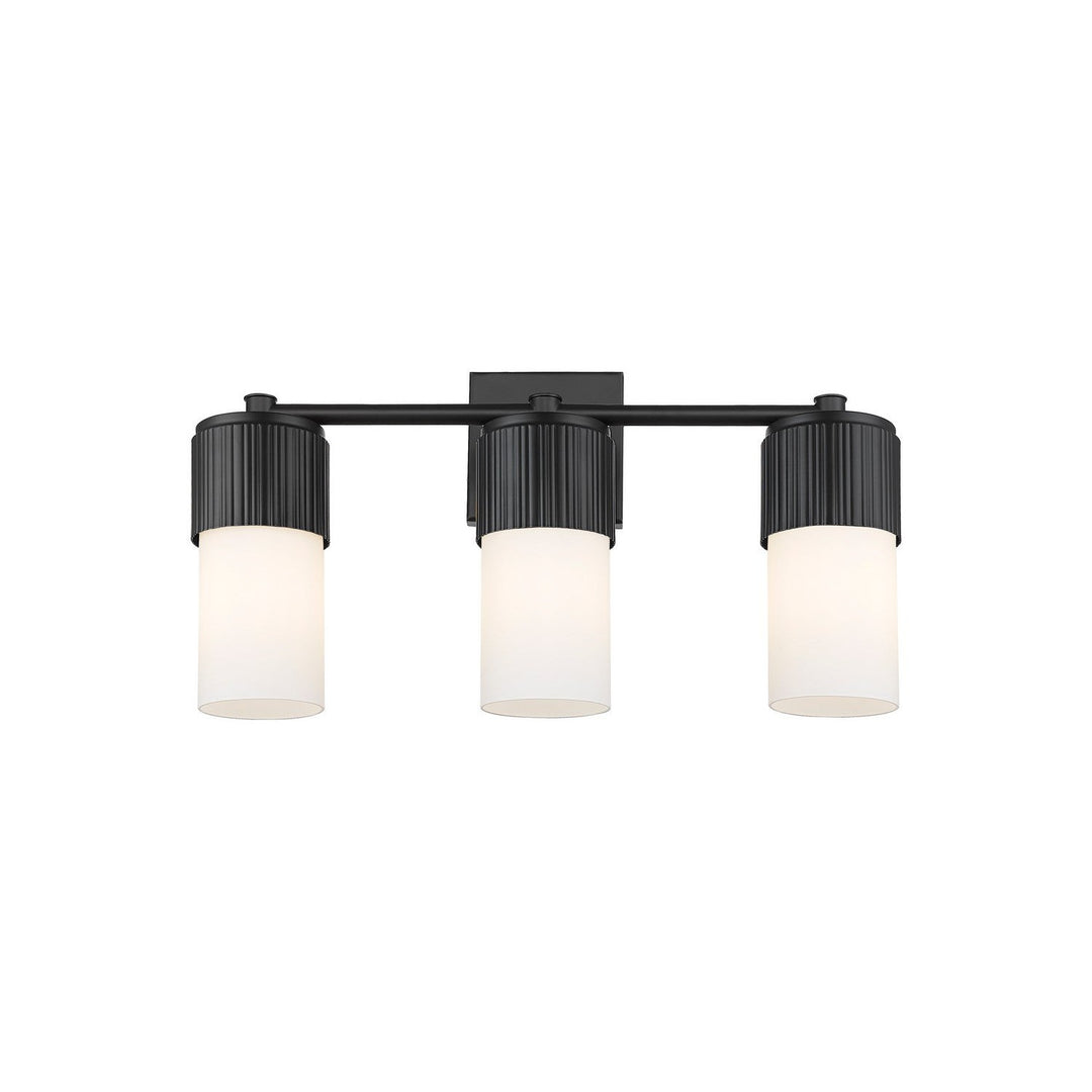 Innovations Downtown Urban 428-3W-BK-G428-7WH Bath Vanity Light 21 in. wide - Matte Black
