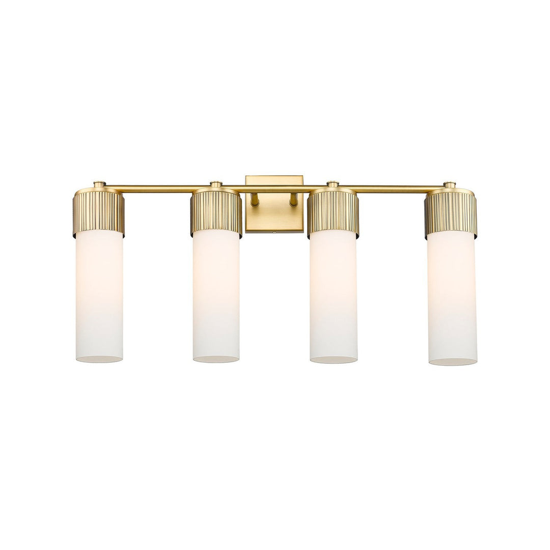 Innovations Downtown Urban 428-4W-BB-G428-12WH Bath Vanity Light 31 in. wide - Brushed Brass