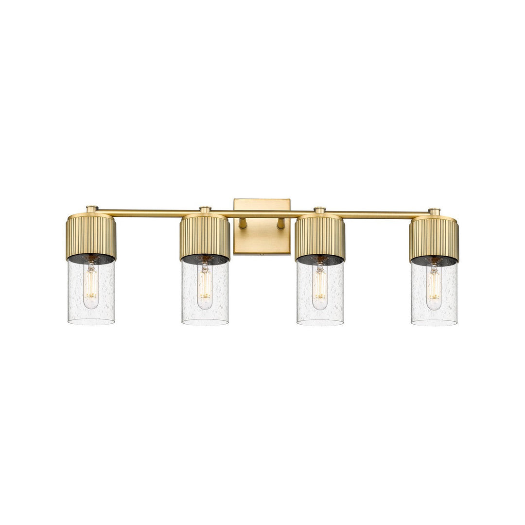 Innovations Downtown Urban 428-4W-BB-G428-7SDY Bath Vanity Light 31 in. wide - Brushed Brass