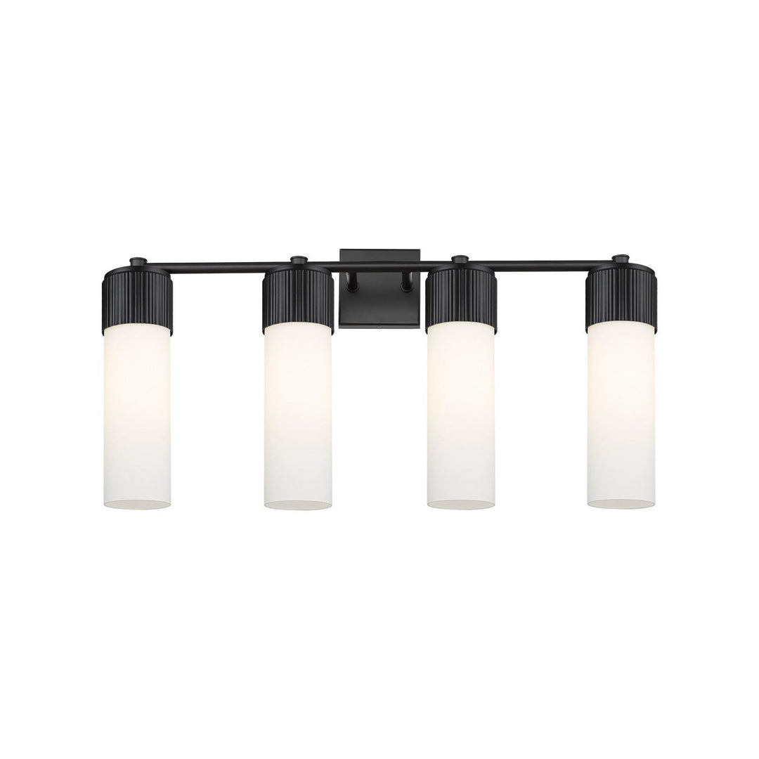 Innovations Downtown Urban 428-4W-BK-G428-12WH Bath Vanity Light 31 in. wide - Matte Black