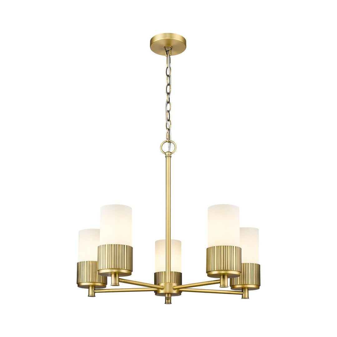 Innovations Downtown Urban 428-5CR-BB-G428-7WH Chandelier Light - Brushed Brass