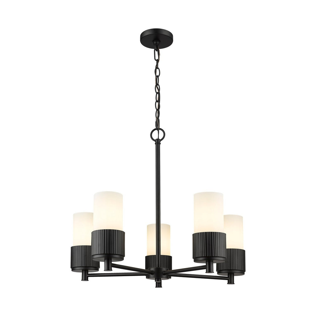 Innovations Downtown Urban 428-5CR-BK-G428-7WH Chandelier Light - Matte Black