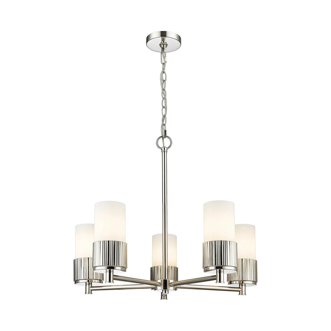 Innovations Downtown Urban 428-5CR-PN-G428-7WH Chandelier Light - Polished Nickel