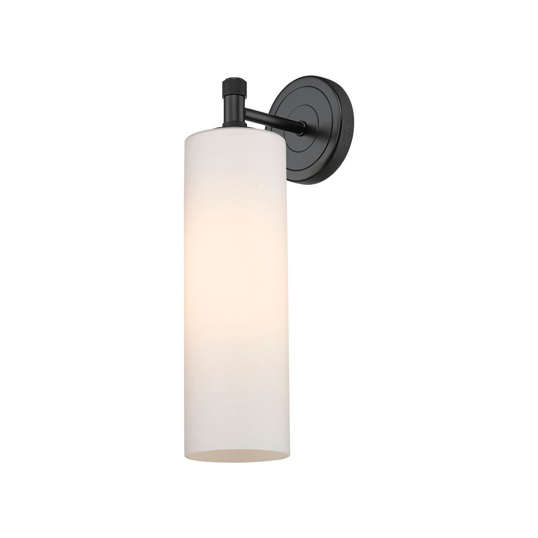 Innovations Downtown Urban 434-1W-BK-G434-12WH Wall Sconce Light - Matte Black