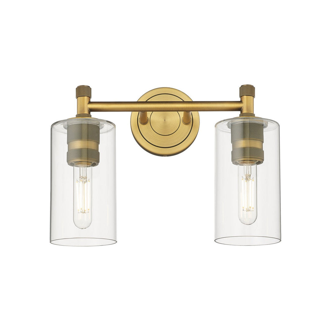 Innovations Downtown Urban 434-2W-BB-G434-7CL Bath Vanity Light 14 in. wide - Brushed Brass