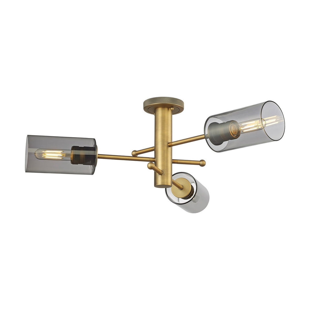 Innovations Downtown Urban 434-3F-BB-G434-7SM Ceiling Light - Brushed Brass