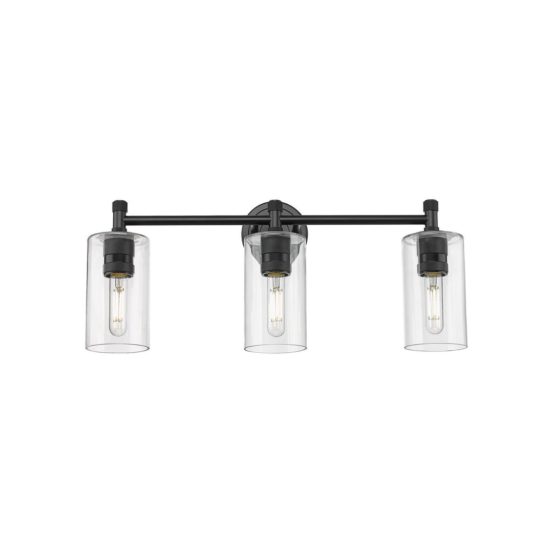 Innovations Downtown Urban 434-3W-BK-G434-7CL Bath Vanity Light 24 in. wide - Matte Black