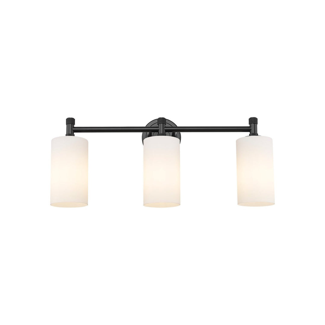 Innovations Downtown Urban 434-3W-BK-G434-7WH Bath Vanity Light 24 in. wide - Matte Black