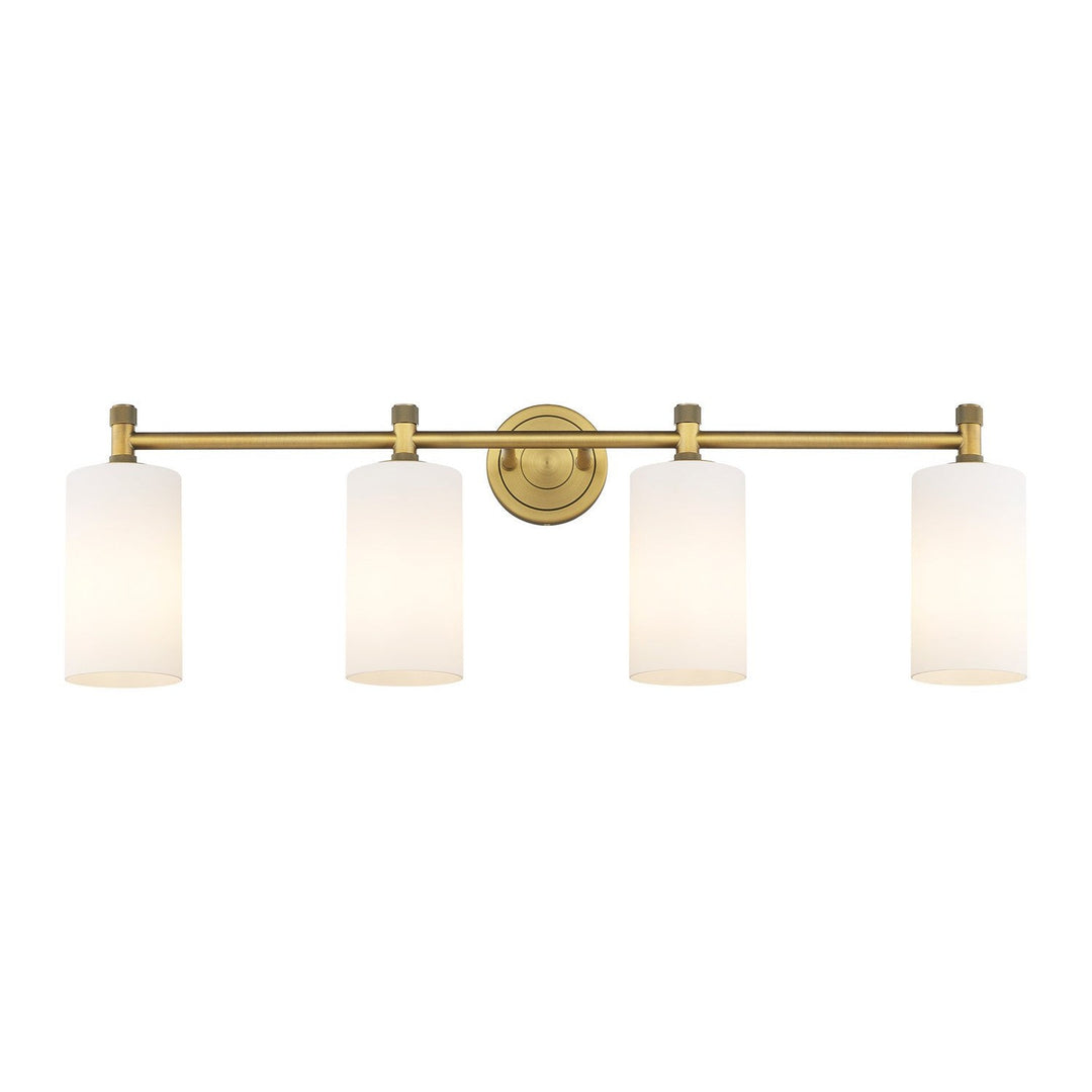 Innovations Downtown Urban 434-4W-BB-G434-7WH Bath Vanity Light 34 in. wide - Brushed Brass