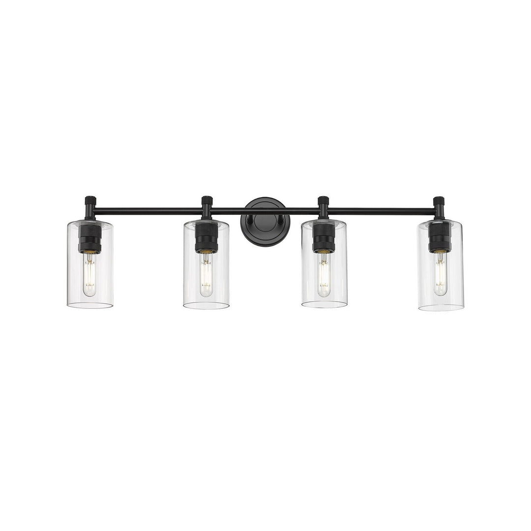 Innovations Downtown Urban 434-4W-BK-G434-7CL Bath Vanity Light 34 in. wide - Matte Black