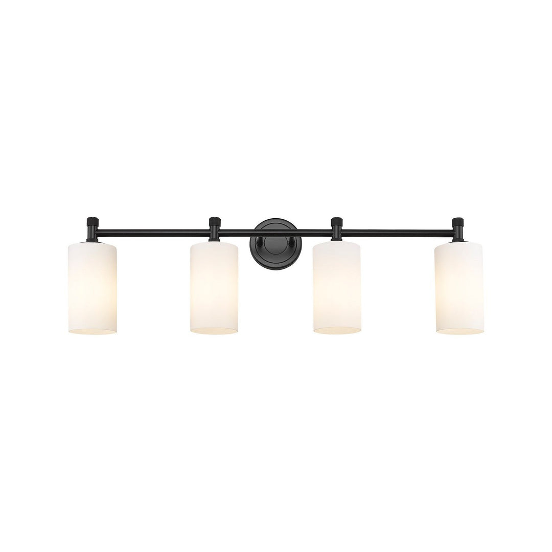 Innovations Downtown Urban 434-4W-BK-G434-7WH Bath Vanity Light 34 in. wide - Matte Black