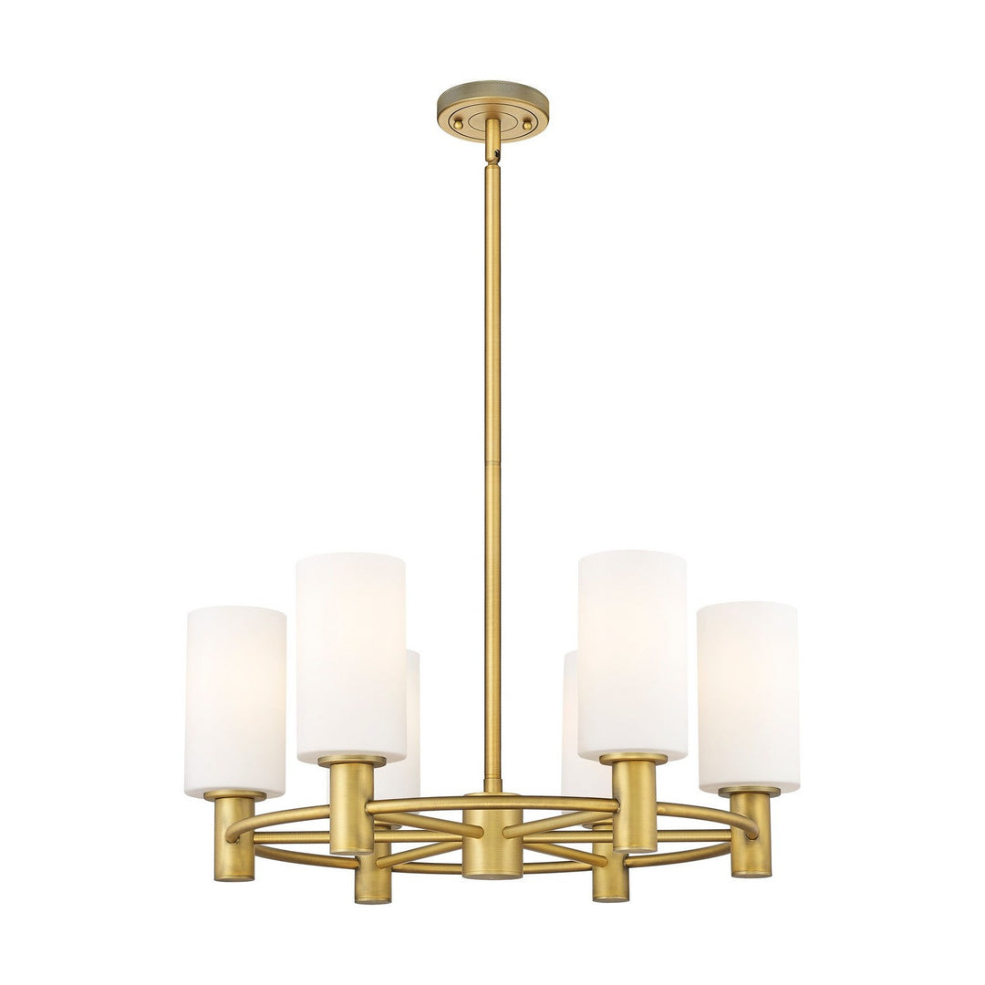 Innovations Downtown Urban 434-6CR-BB-G434-7WH Chandelier Light - Brushed Brass