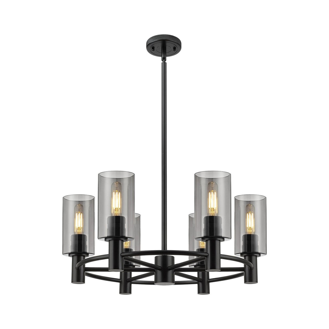 Innovations Downtown Urban 434-6CR-BK-G434-7SM Chandelier Light - Matte Black