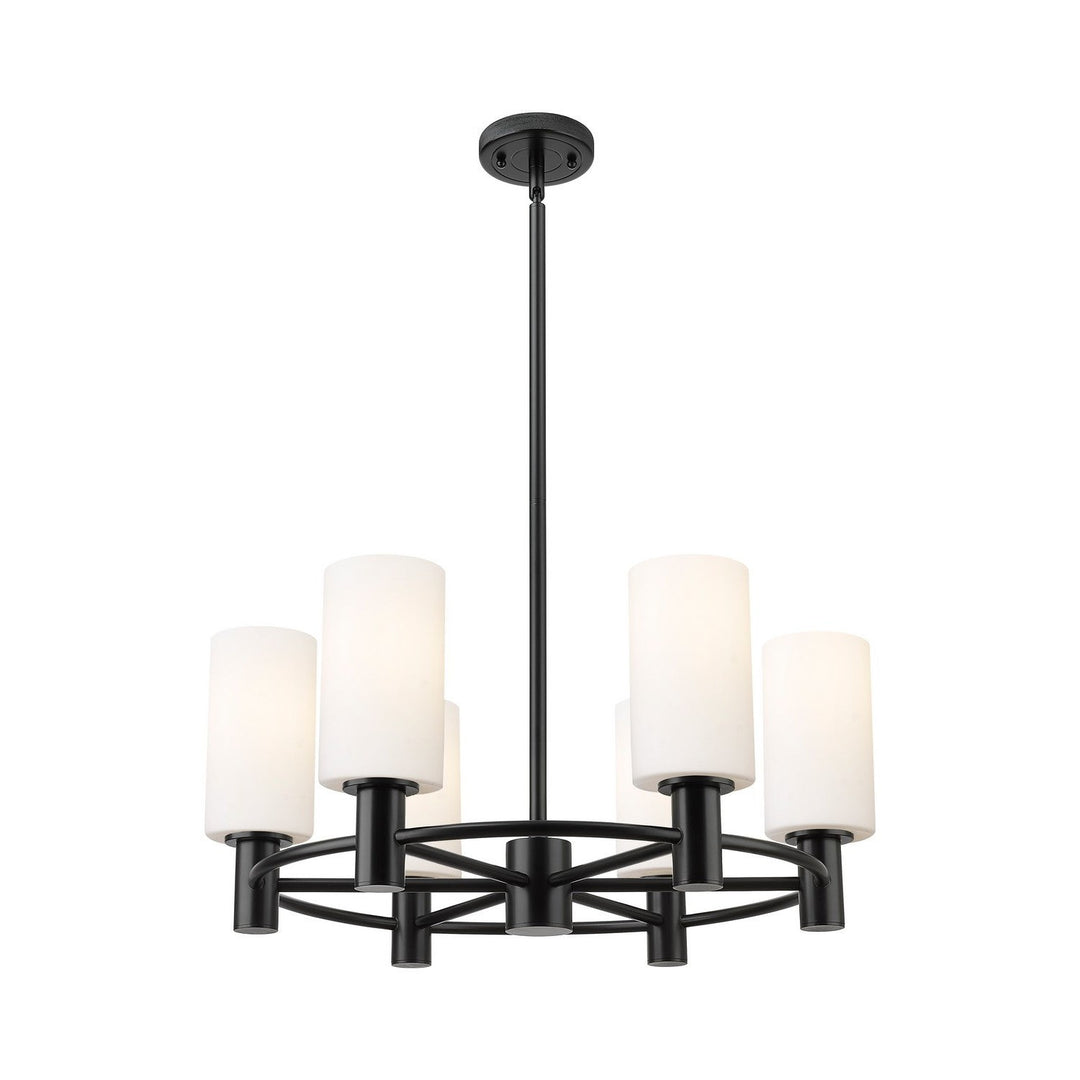 Innovations Downtown Urban 434-6CR-BK-G434-7WH Chandelier Light - Matte Black