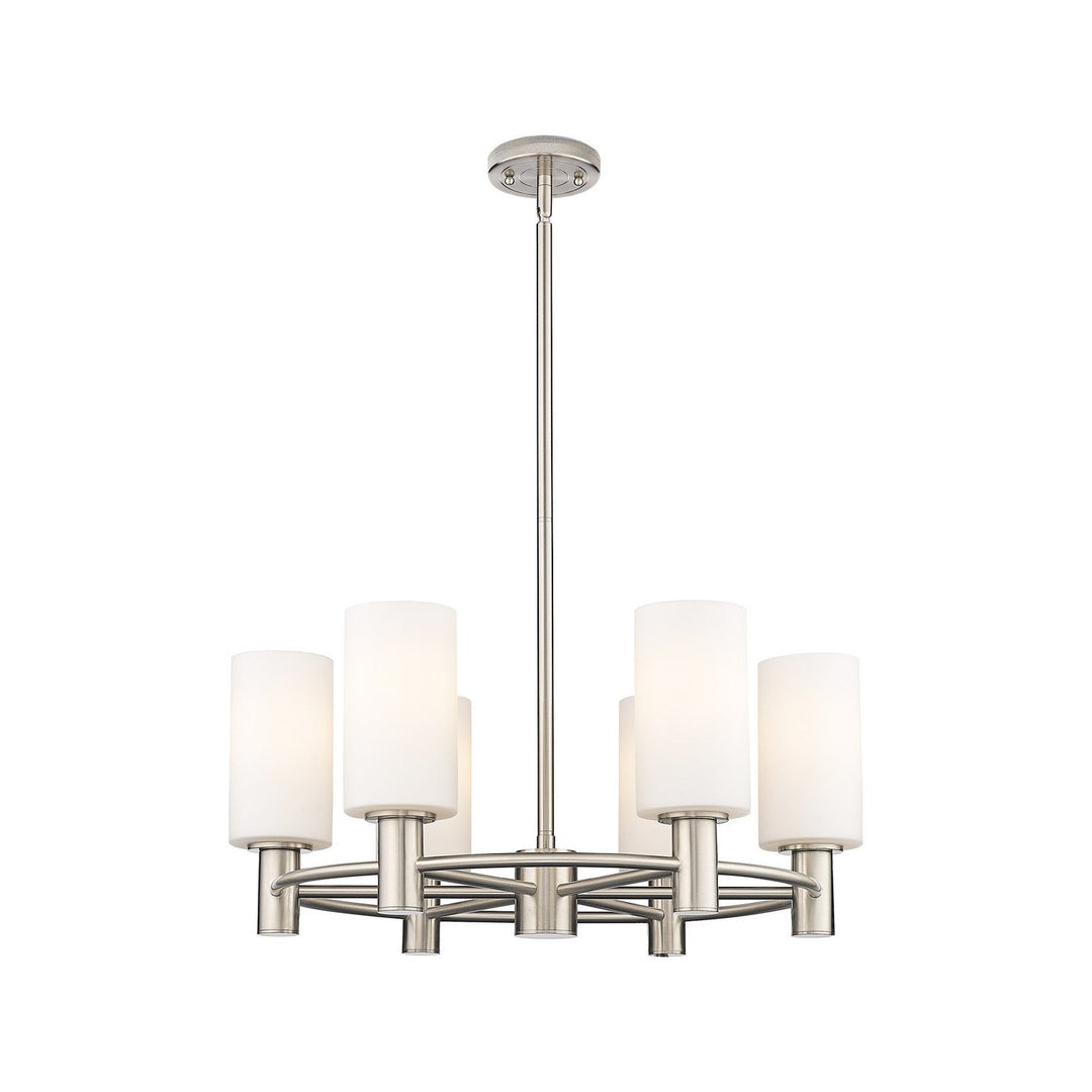 Innovations Downtown Urban 434-6CR-SN-G434-7WH Chandelier Light - Satin Nickel