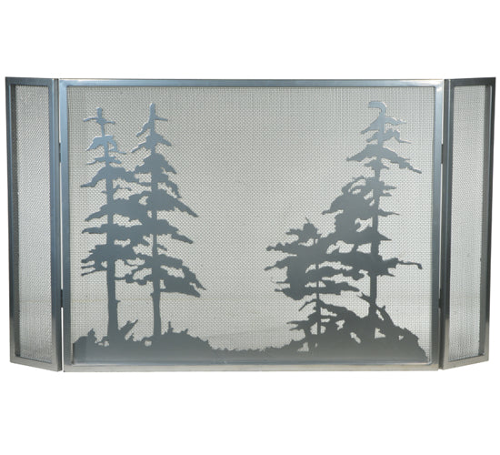 Meyda Tiffany Lighting 133721 Tall Pines Fireplace Screen Home Decor Pewter, Nickel, Silver