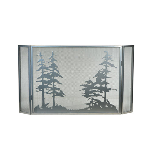 Meyda Tiffany Lighting 133721 Tall Pines Fireplace Screen Home Decor Pewter, Nickel, Silver