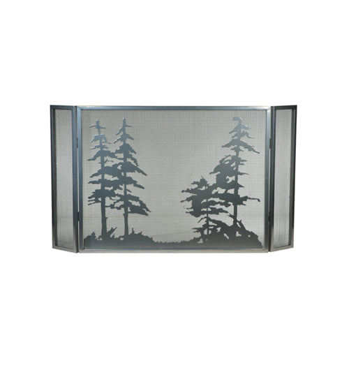 Meyda Tiffany Lighting 133721 Tall Pines Fireplace Screen Home Decor Pewter, Nickel, Silver