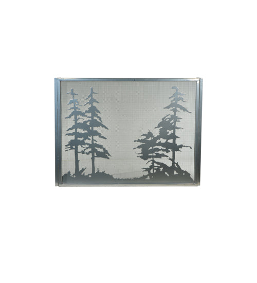 Meyda Tiffany Lighting 133721 Tall Pines Fireplace Screen Home Decor Pewter, Nickel, Silver