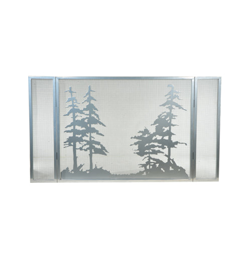 Meyda Tiffany Lighting 133721 Tall Pines Fireplace Screen Home Decor Pewter, Nickel, Silver