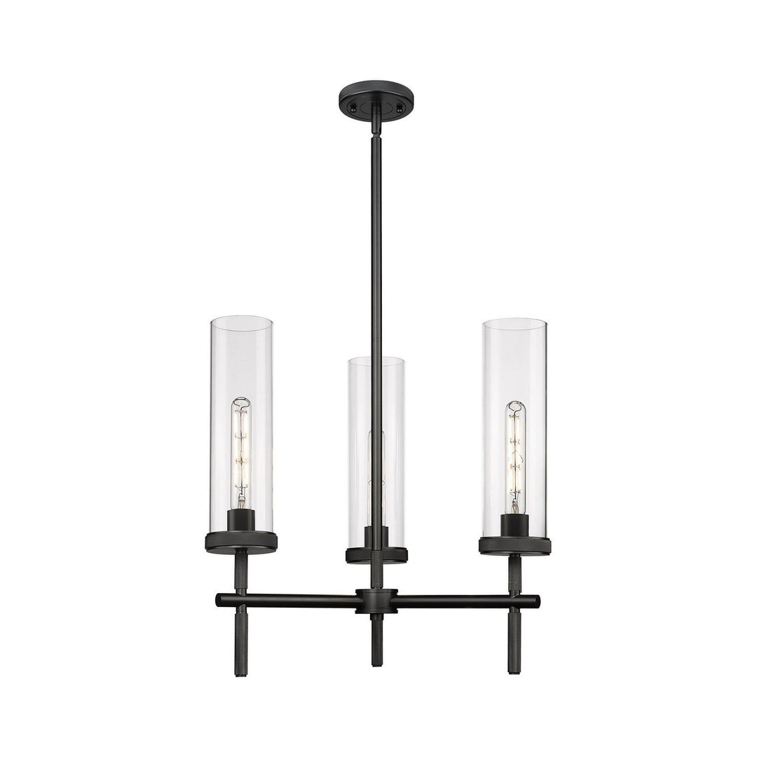 Innovations Downtown Urban 471-3CR-BK-G471-12CL Chandelier Light - Matte Black