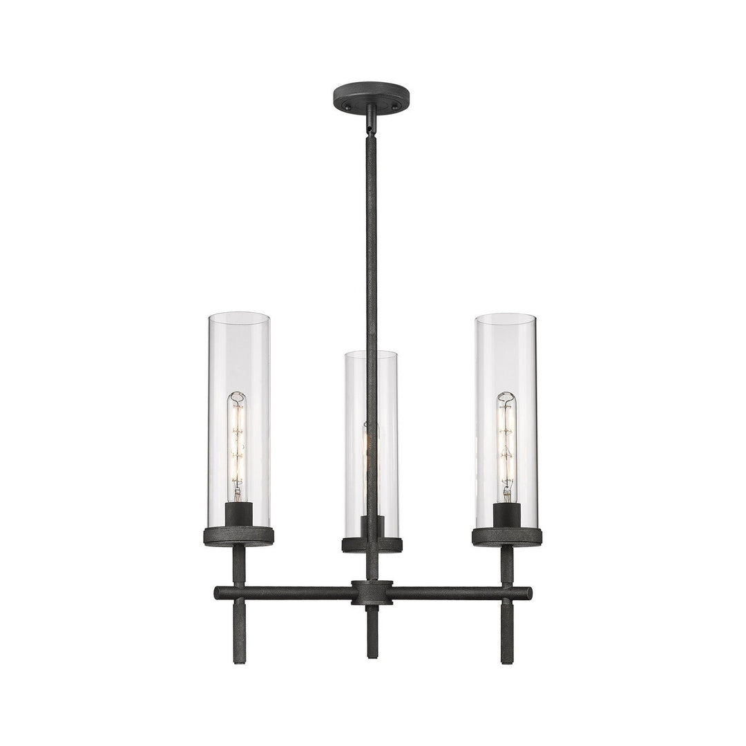 Innovations Downtown Urban 471-3CR-WZ-G471-12CL Chandelier Light - Weathered Zinc