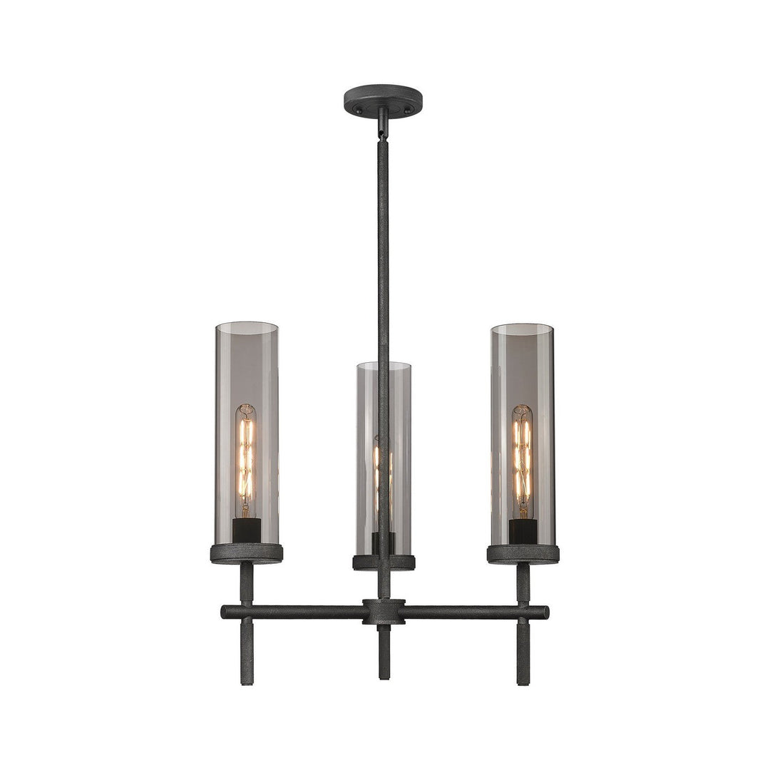 Innovations Downtown Urban 471-3CR-WZ-G471-12SM Chandelier Light - Weathered Zinc