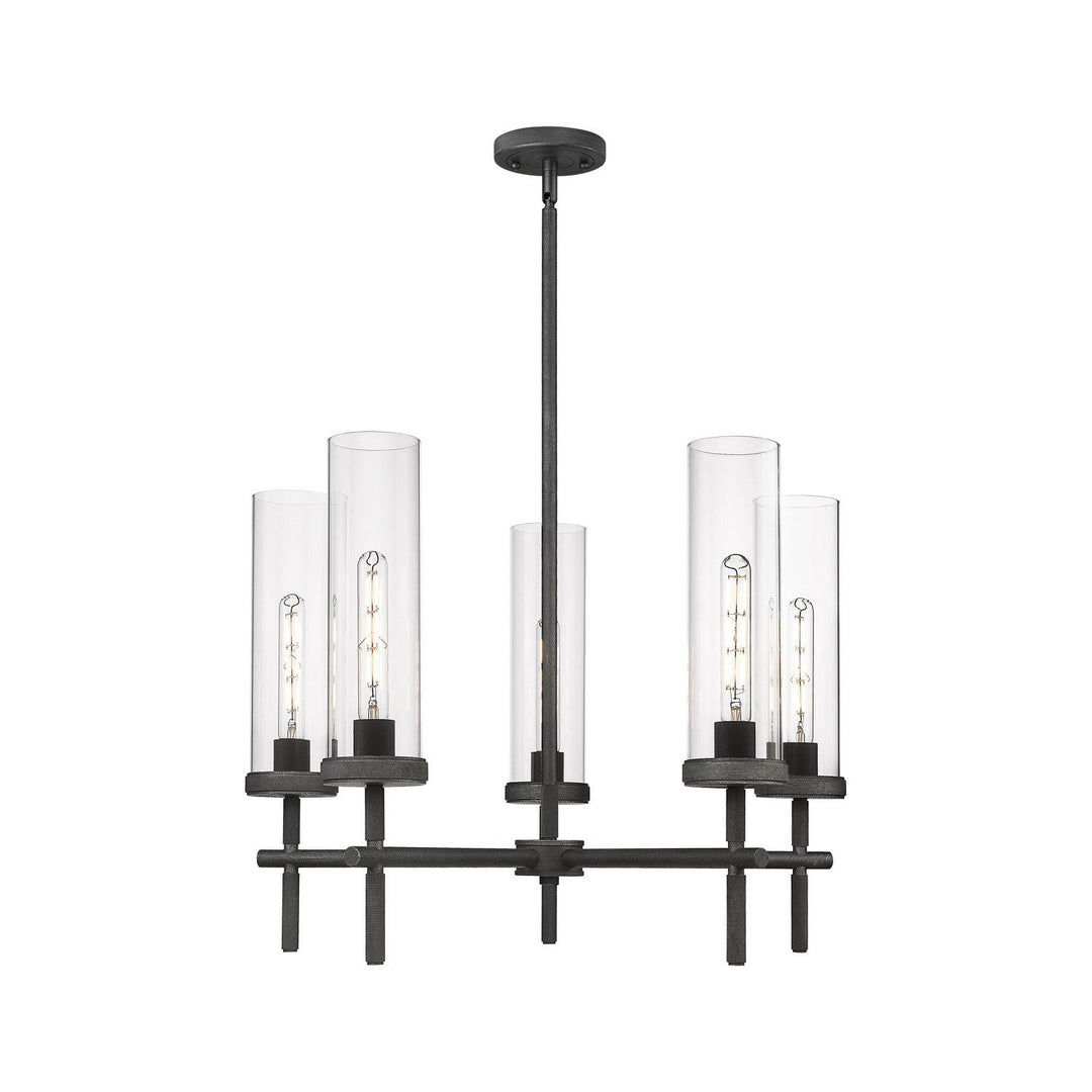 Innovations Downtown Urban 471-5CR-WZ-G471-12CL Chandelier Light - Weathered Zinc