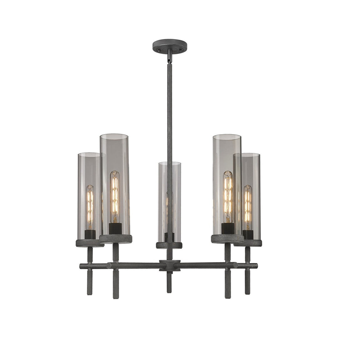 Innovations Downtown Urban 471-5CR-WZ-G471-12SM Chandelier Light - Weathered Zinc