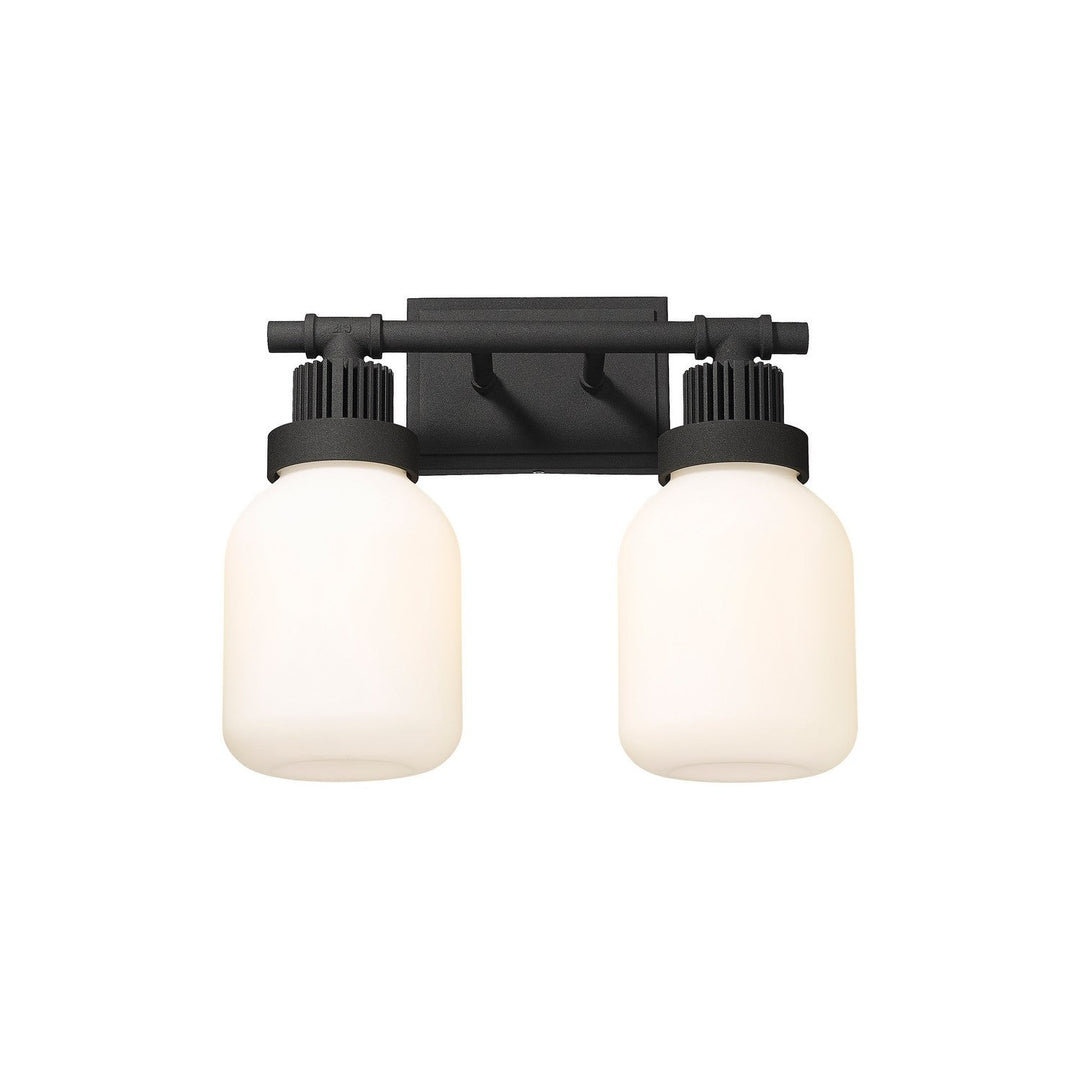 Innovations Downtown Urban 472-2W-TBK-G472-6WH Bath Vanity Light 15 in. wide - Textured Black
