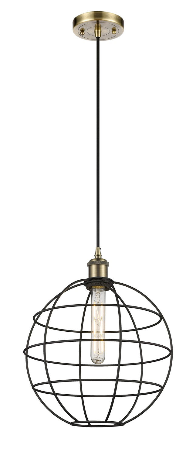 Innovations Ballston 516-1P-AB-CE-12-BK Pendant Light - Antique Brass