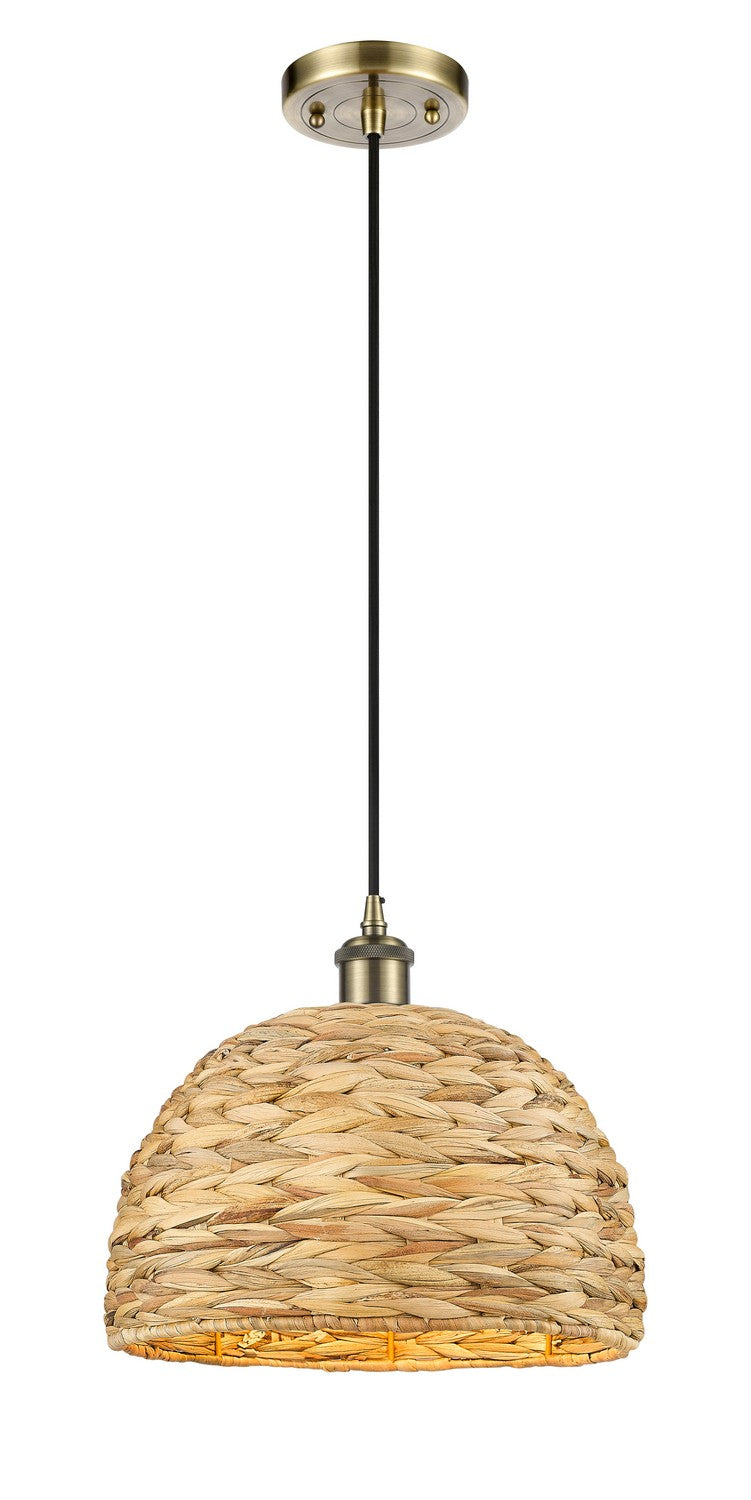 Innovations Downtown Urban 516-1P-AB-RBD-12-NAT Pendant Light - Antique Brass
