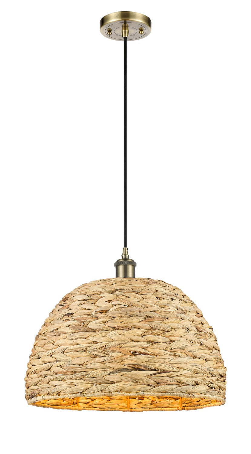 Innovations Downtown Urban 516-1P-AB-RBD-16-NAT Pendant Light - Antique Brass