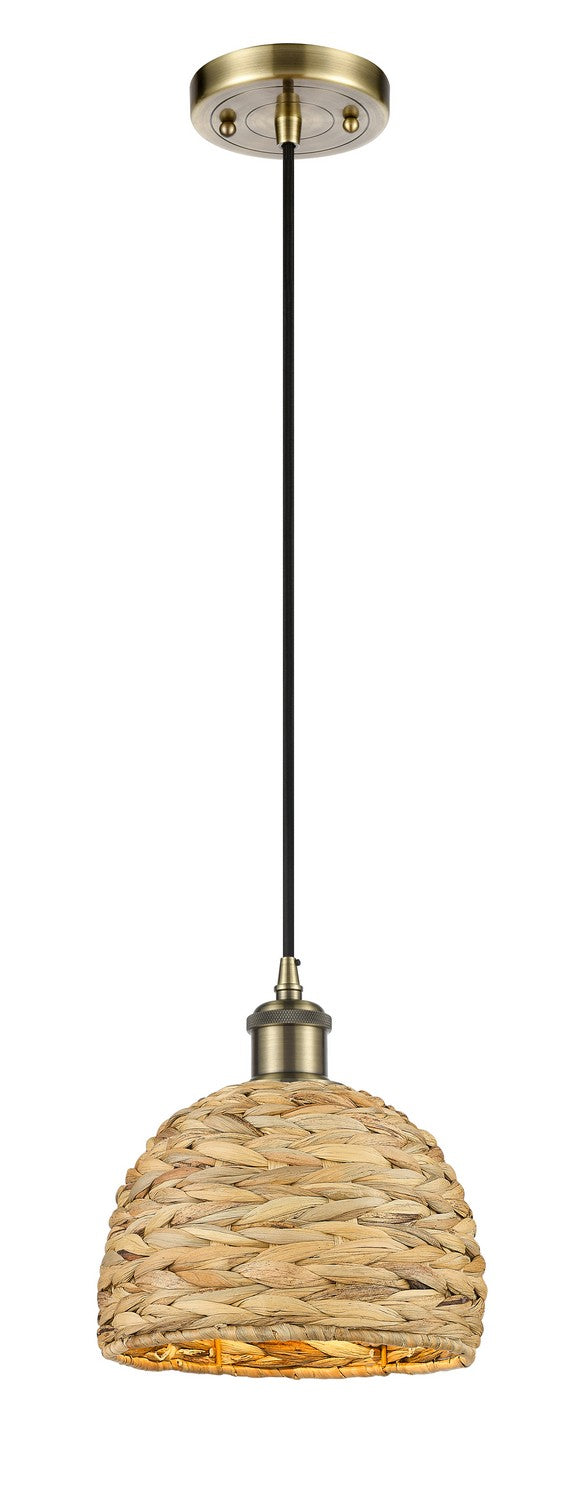 Innovations Downtown Urban 516-1P-AB-RBD-8-NAT Pendant Light - Antique Brass