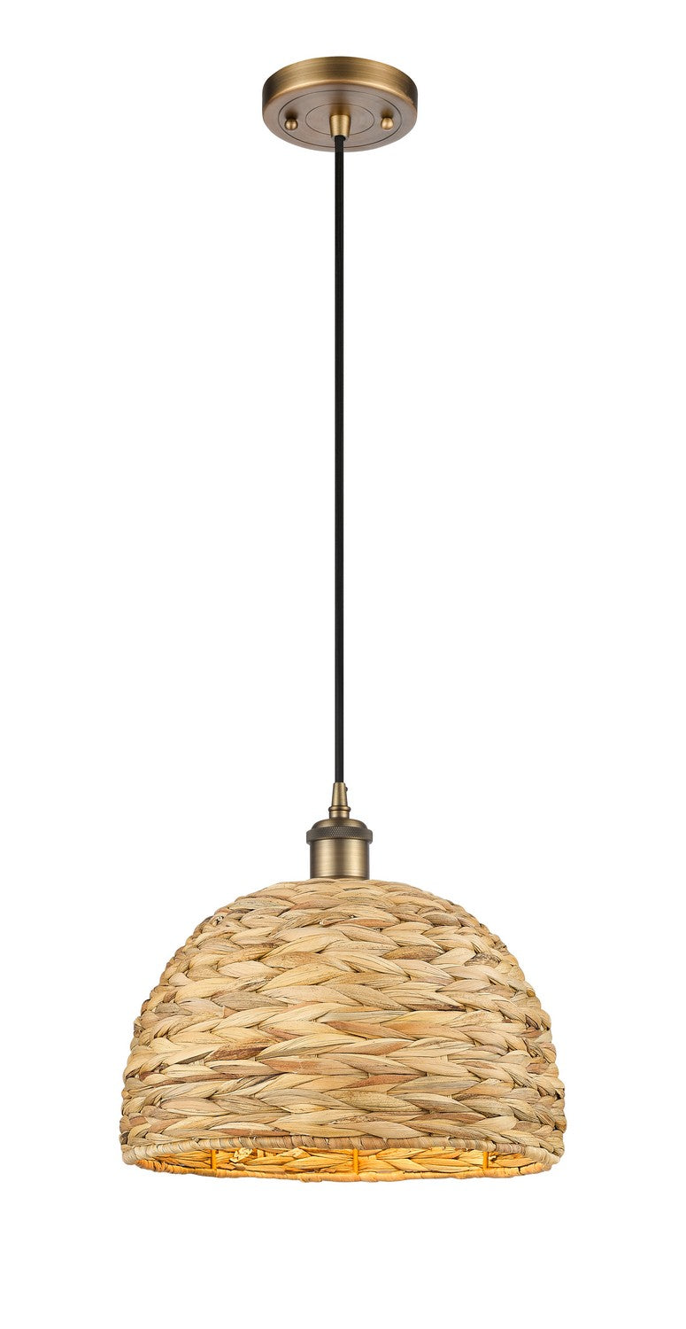 Innovations Downtown Urban 516-1P-BB-RBD-12-NAT Pendant Light - Brushed Brass