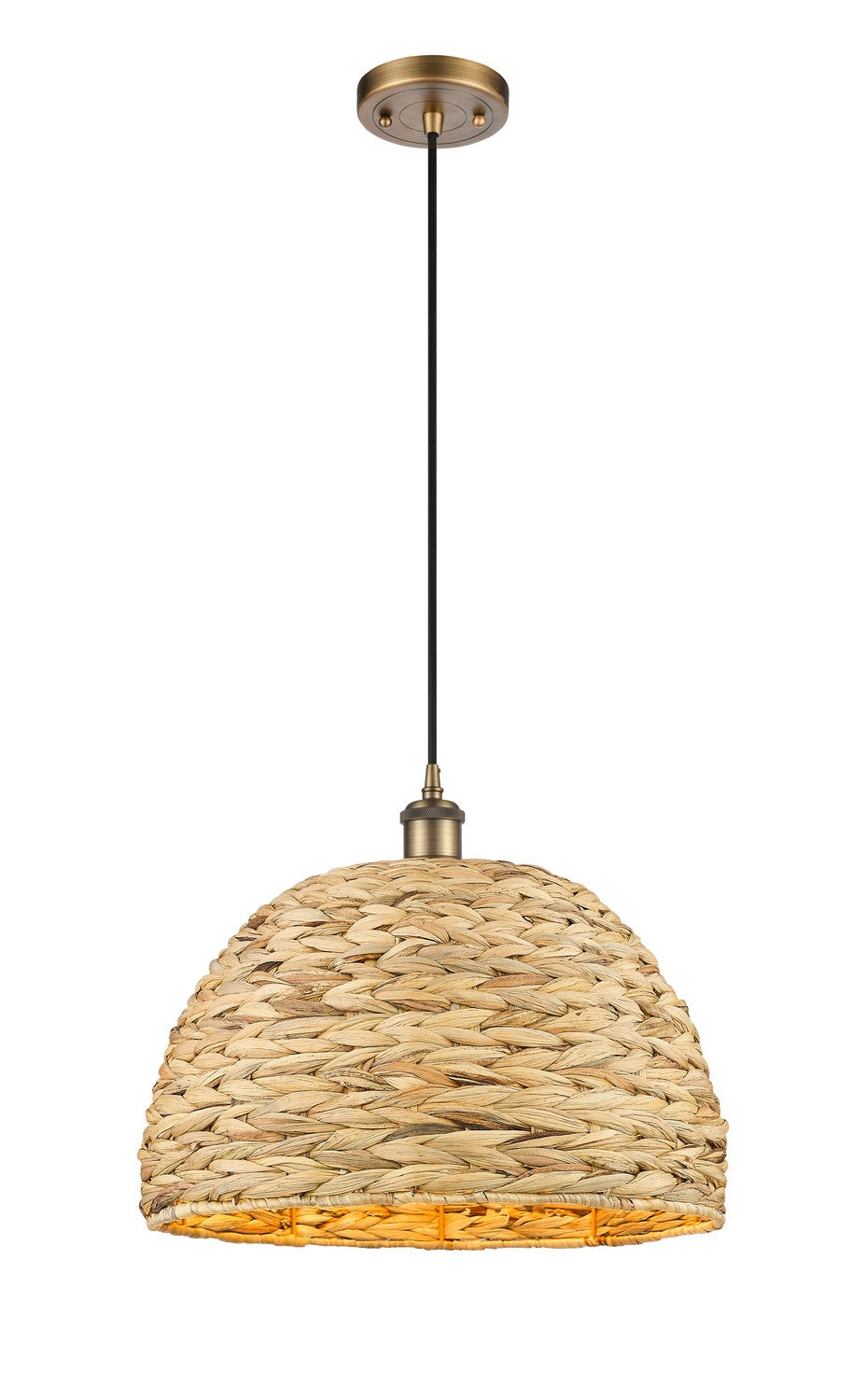 Innovations Downtown Urban 516-1P-BB-RBD-16-NAT Pendant Light - Brushed Brass