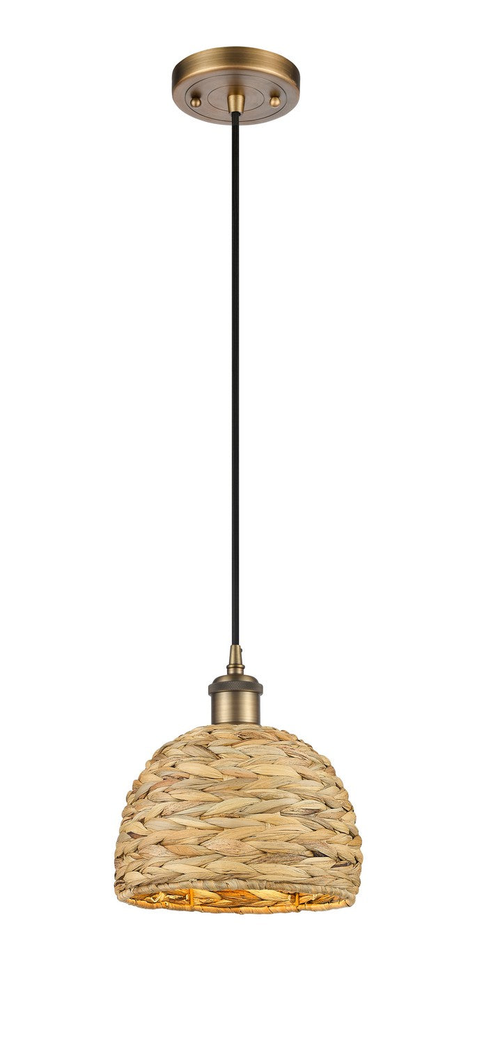 Innovations Downtown Urban 516-1P-BB-RBD-8-NAT Pendant Light - Brushed Brass
