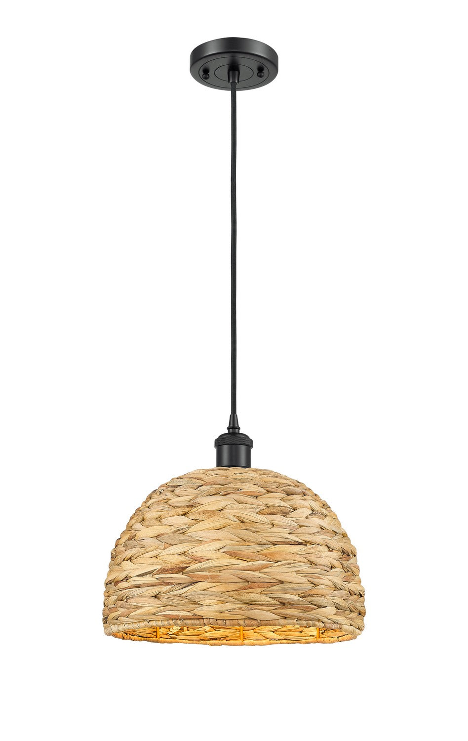 Innovations Downtown Urban 516-1P-BK-RBD-12-NAT Pendant Light - Matte Black