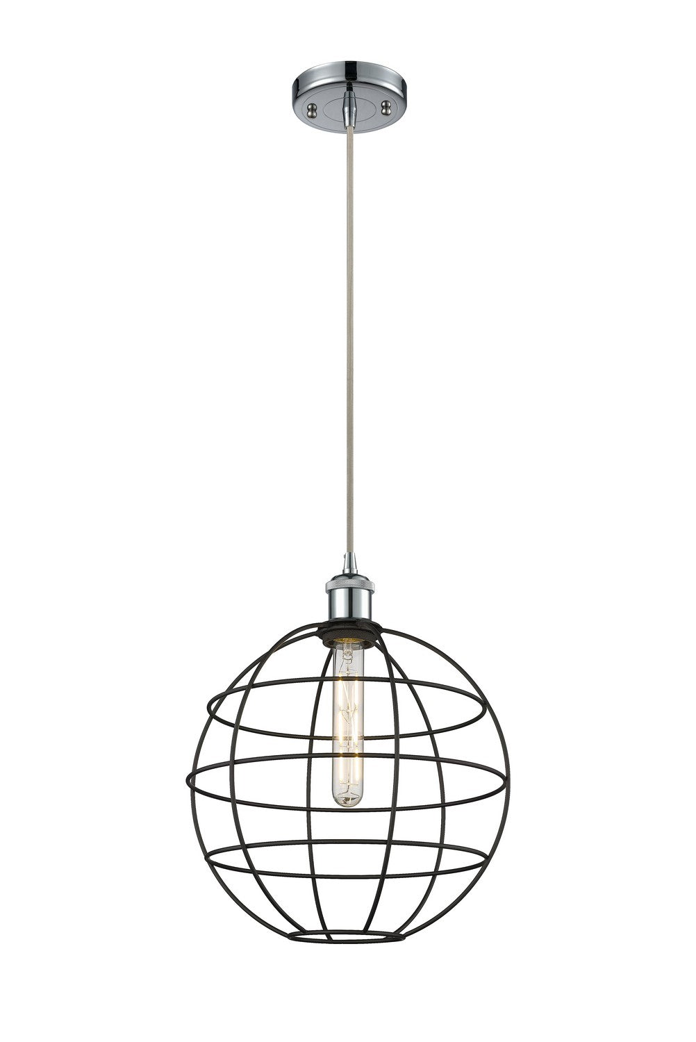 Innovations Ballston 516-1P-PC-CE-12-BK Pendant Light - Polished Chrome