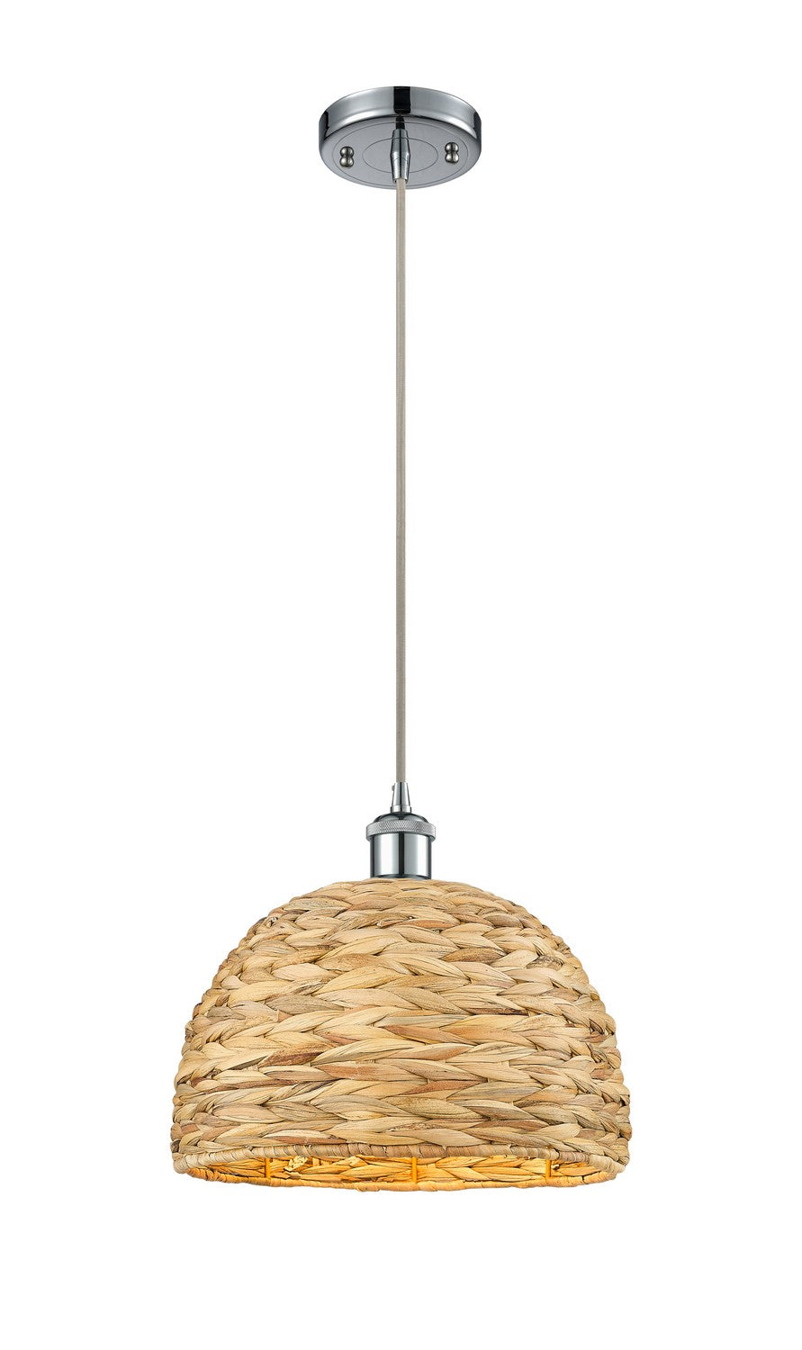 Innovations Downtown Urban 516-1P-PC-RBD-12-NAT Pendant Light - Polished Chrome
